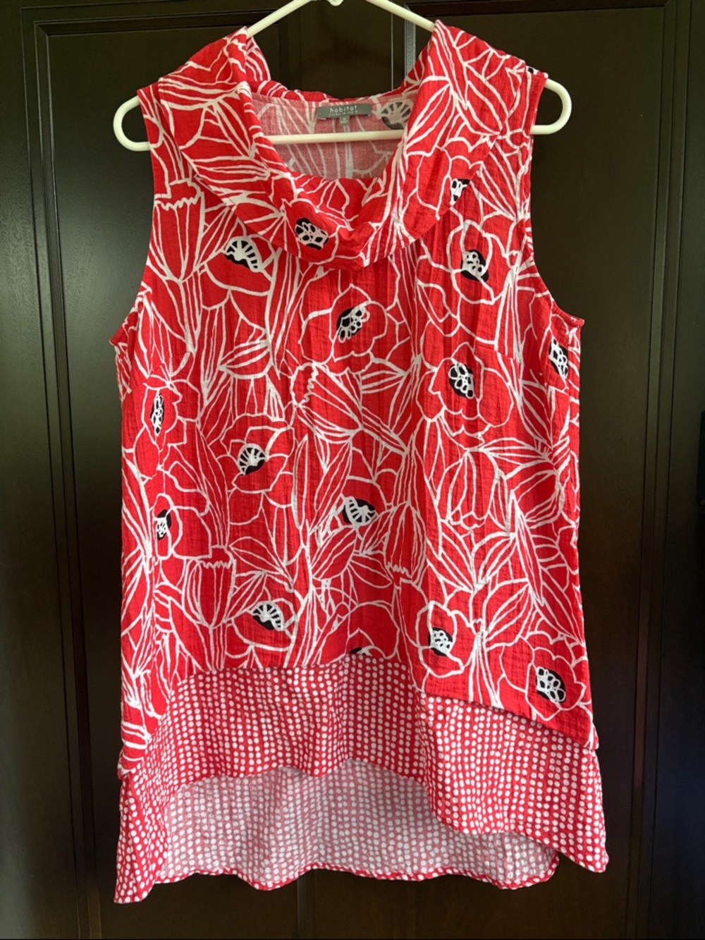 EUC Habitat A-Line Cowl Neck Top Floral Size Medium
